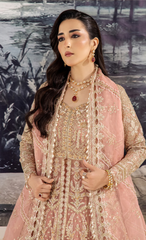 Blush Rose Embellished Bridal Ensemble with Heavy Embroidery & Dupatta