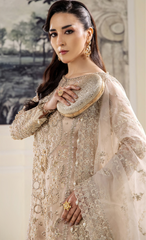 Luxury Ivory Gold Embroidered Designer Suit with Intricate Handcrafted Detailing