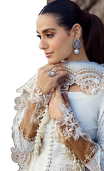 Ivory & Gold Embroidered Luxury Lawn Suit