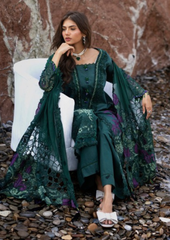 Emerald Teal Embroidered Designer Kurta Set with Chiffon Dupatta