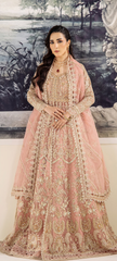 Blush Rose Embellished Bridal Ensemble with Heavy Embroidery & Dupatta
