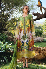 5B Printed Lawn Shirt with Dyed Cambric Trouser & Printed Chiffon Dupatta