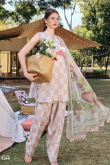 6A Printed Lawn Shirt with Printed Cambric Trouser & Printed Chiffon Dupatta