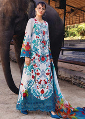 12A – Printed Lawn Shirt with Chiffon Dupatta, Embroidered Ghera & Tassels