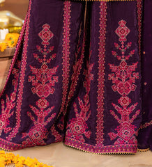Luxury Deep Purple Embroidered Designer Suit with Handcrafted Mirror Work & Dupatta