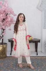 Shanzey Roshni Embroidered Organza Stitched 3 Piece Suit - SHK-5801 - SHZ26RSN - Off White - Girls Formal Collection