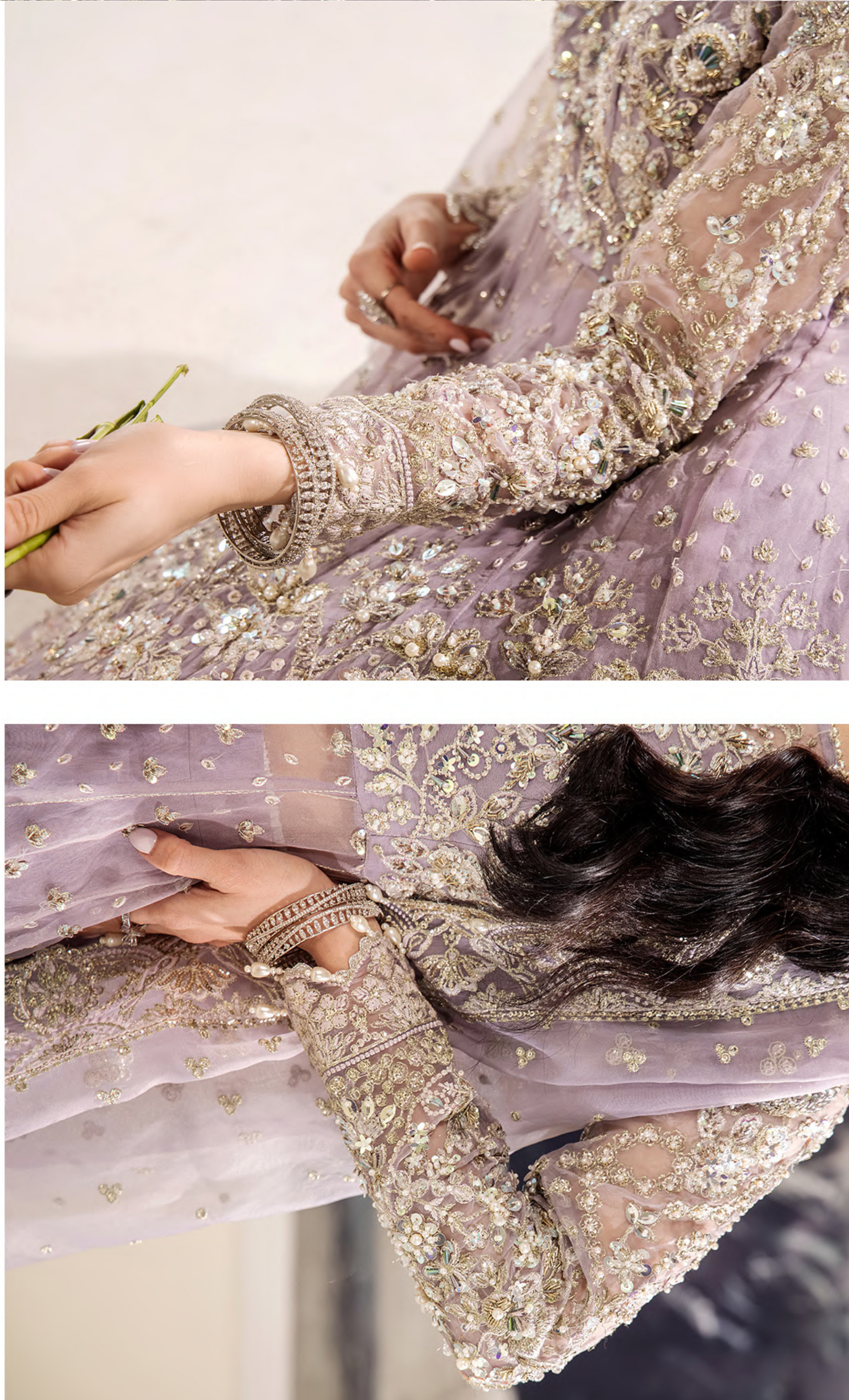 Luxury Lilac Embroidered Bridal Lehenga with Heavy Handcrafted Zari Work