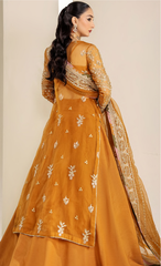 Luxury Mustard Gold Embroidered Designer Anarkali Suit with Heavy Handcrafted Work