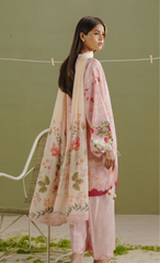 AYLA-8B – Blush Pink Floral Printed Lawn Suit with Scalloped Trousers