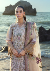 Ivory Gold Floral Embroidered Luxury Kurta Set with Organza Dupatta