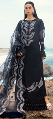 Black Embroidered Luxury Lawn Suit with Floral Dupatta