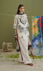 RAYA-10A – Black & White Art Nouveau Printed Lawn Suit