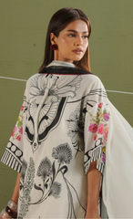 RAYA-10A – Black & White Art Nouveau Printed Lawn Suit
