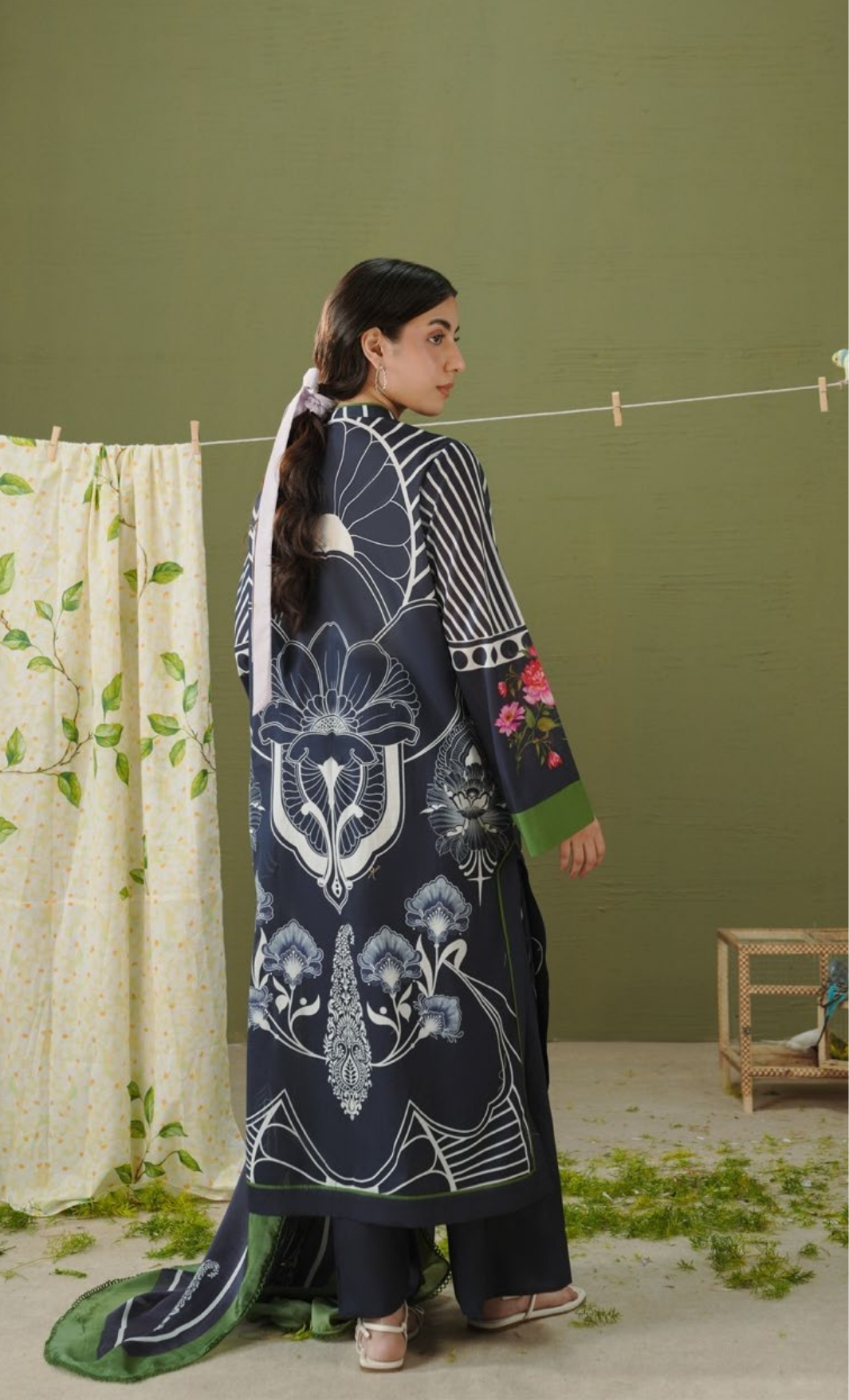 RAYA-10B – Midnight Blue Art Nouveau Printed Lawn Suit