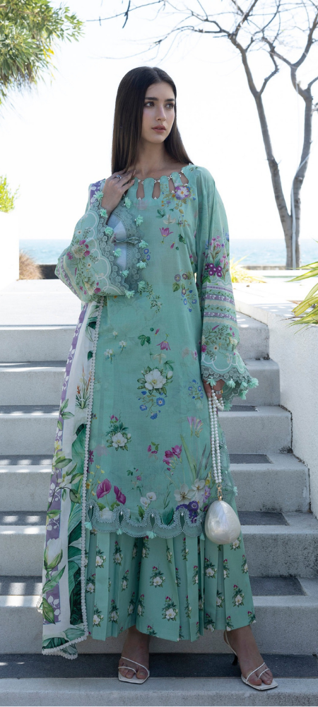 EPN-07A Teal Me – Luxury Embroidered Lawn Suit