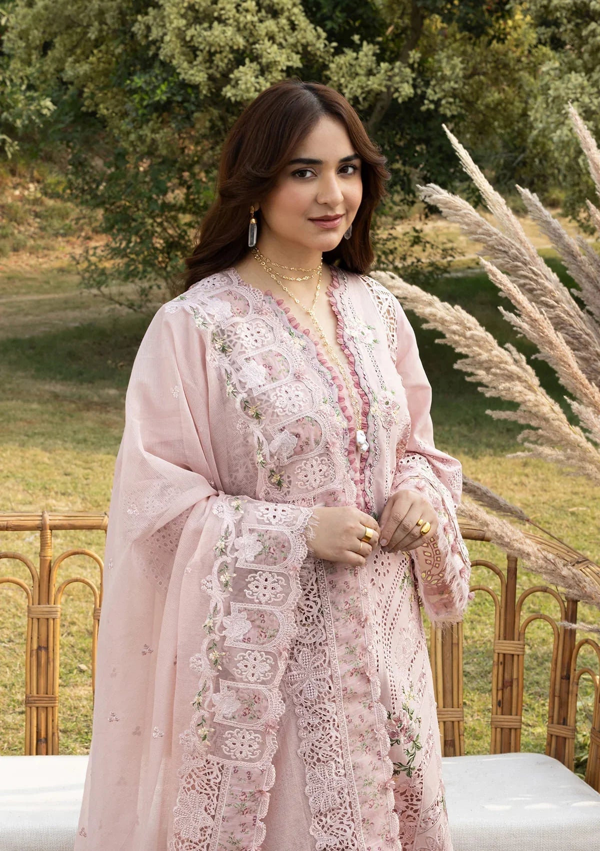 Elaf Premium Embroidered Luxury Lawn 3Pc Suit ELY-4A BLOOMING
