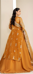 Luxury Mustard Gold Embroidered Designer Anarkali Suit with Heavy Handcrafted Work