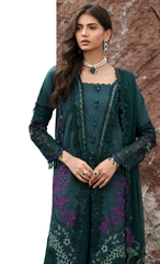 Emerald Teal Embroidered Designer Kurta Set with Chiffon Dupatta