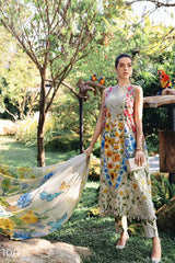 10A – Printed Lawn Shirt with Chiffon Dupatta & Embroidered Patches