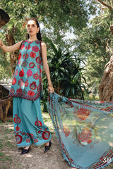 3B – Printed Lawn Shirt with Embroidered Patch & Chiffon Dupatta
