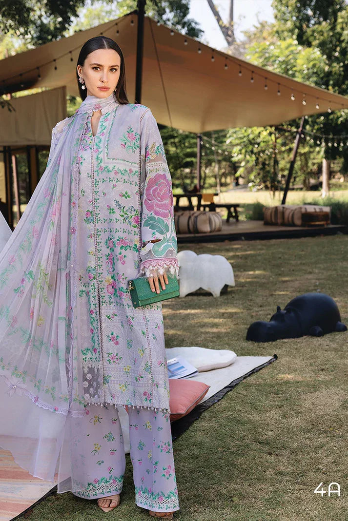 4A – Printed Lawn Suit with Embroidered Patches & Chiffon Dupatta