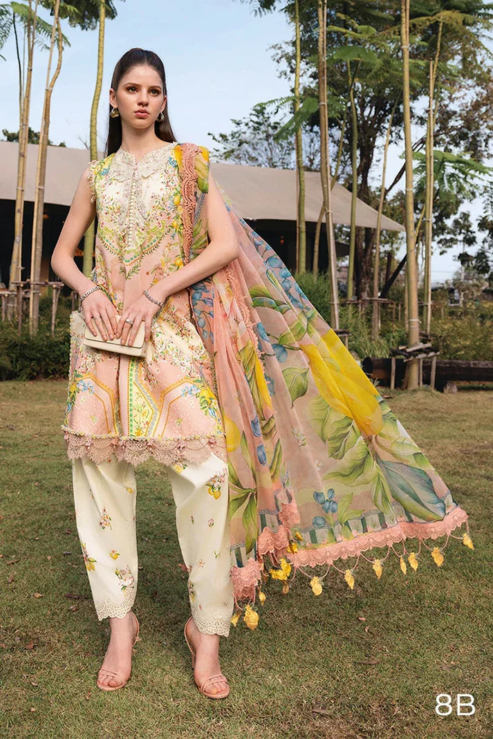 8A Printed Lawn Shirt with Printed Cambric Trouser & Printed Chiffon Dupatta