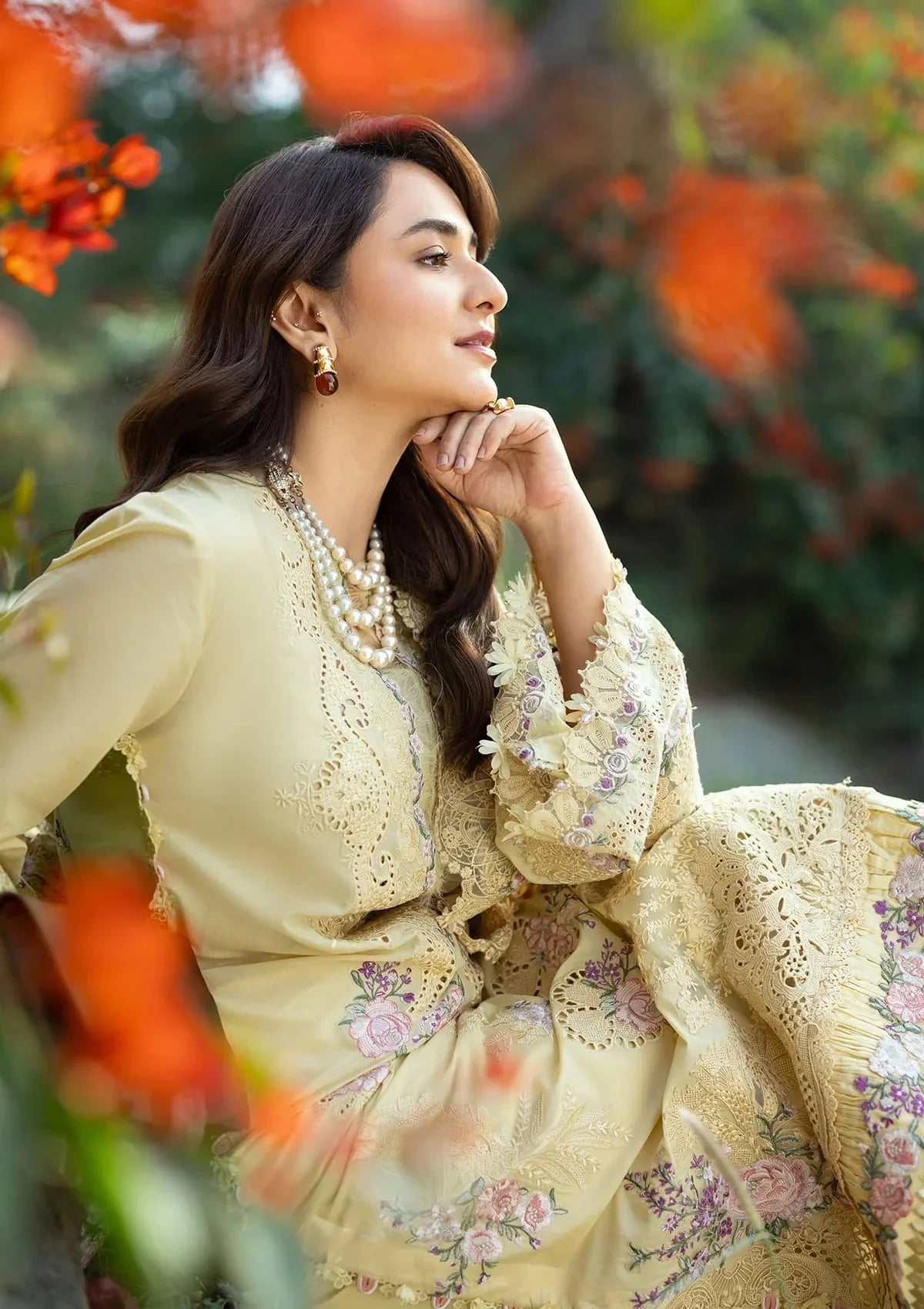 Elaf Premium Embroidered Luxury Lawn 3Pc Suit ELY-05 SOUCI