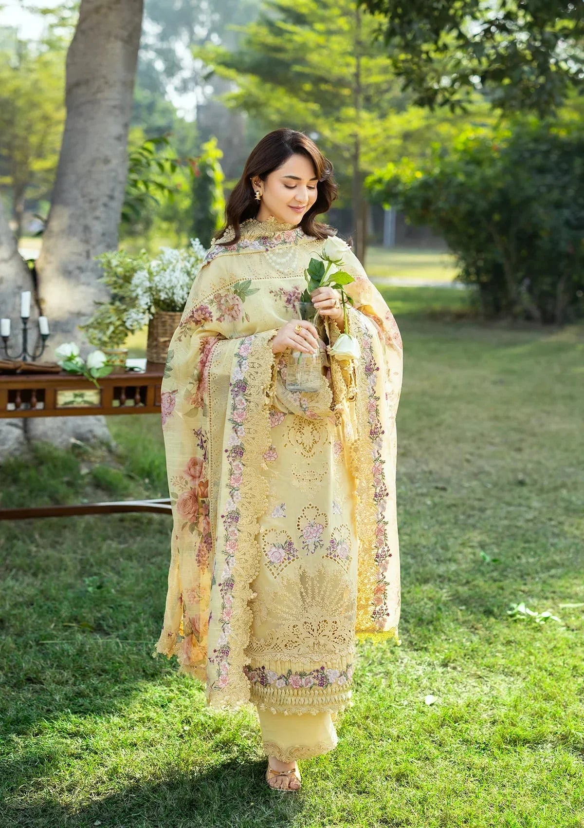Elaf Premium Embroidered Luxury Lawn 3Pc Suit ELY-05 SOUCI