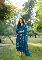 Elaf Premium Embroidered Luxury Lawn 3Pc Suit ELY-06 SAPPHIRE