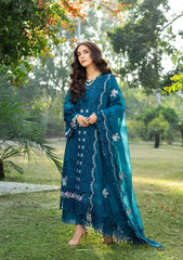 Elaf Premium Embroidered Luxury Lawn 3Pc Suit ELY-06 SAPPHIRE