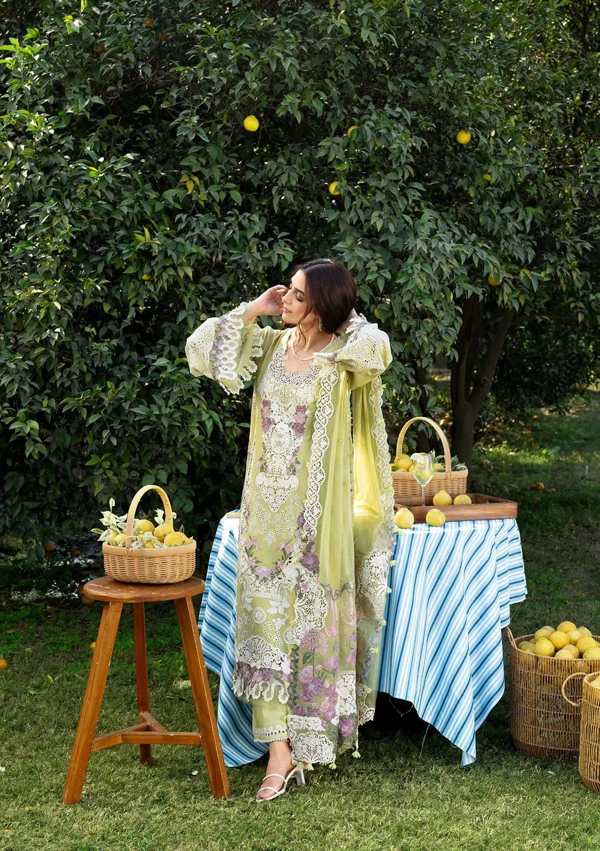 Elaf Premium Embroidered Luxury Lawn 3Pc Suit ELY-08 PISTACHIA