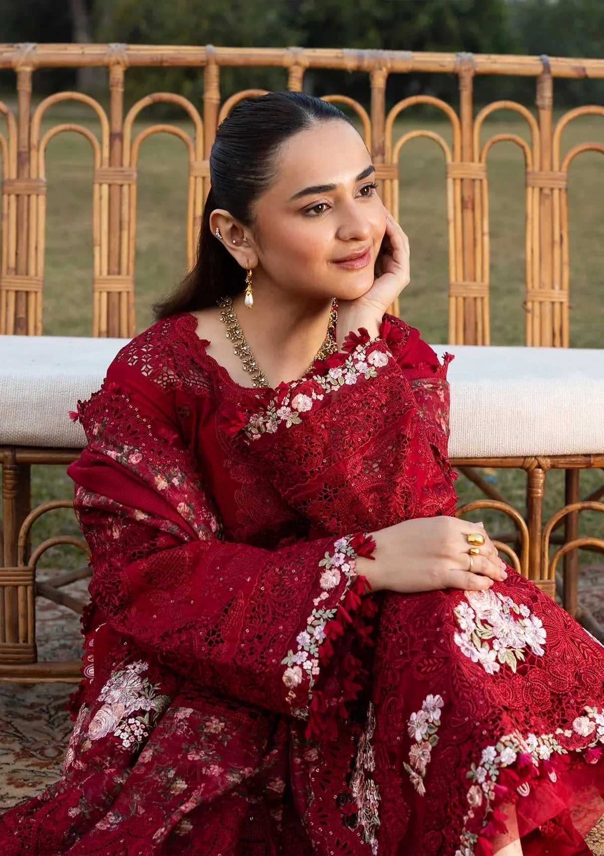 Elaf Premium Embroidered Luxury Lawn 3Pc Suit ELY-10 CHERIE LADY