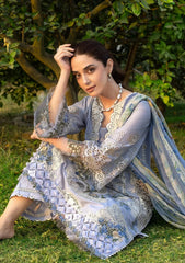 Elaf Premium Embroidered Luxury Lawn 3Pc Suit ELY-12 SKY BLISS