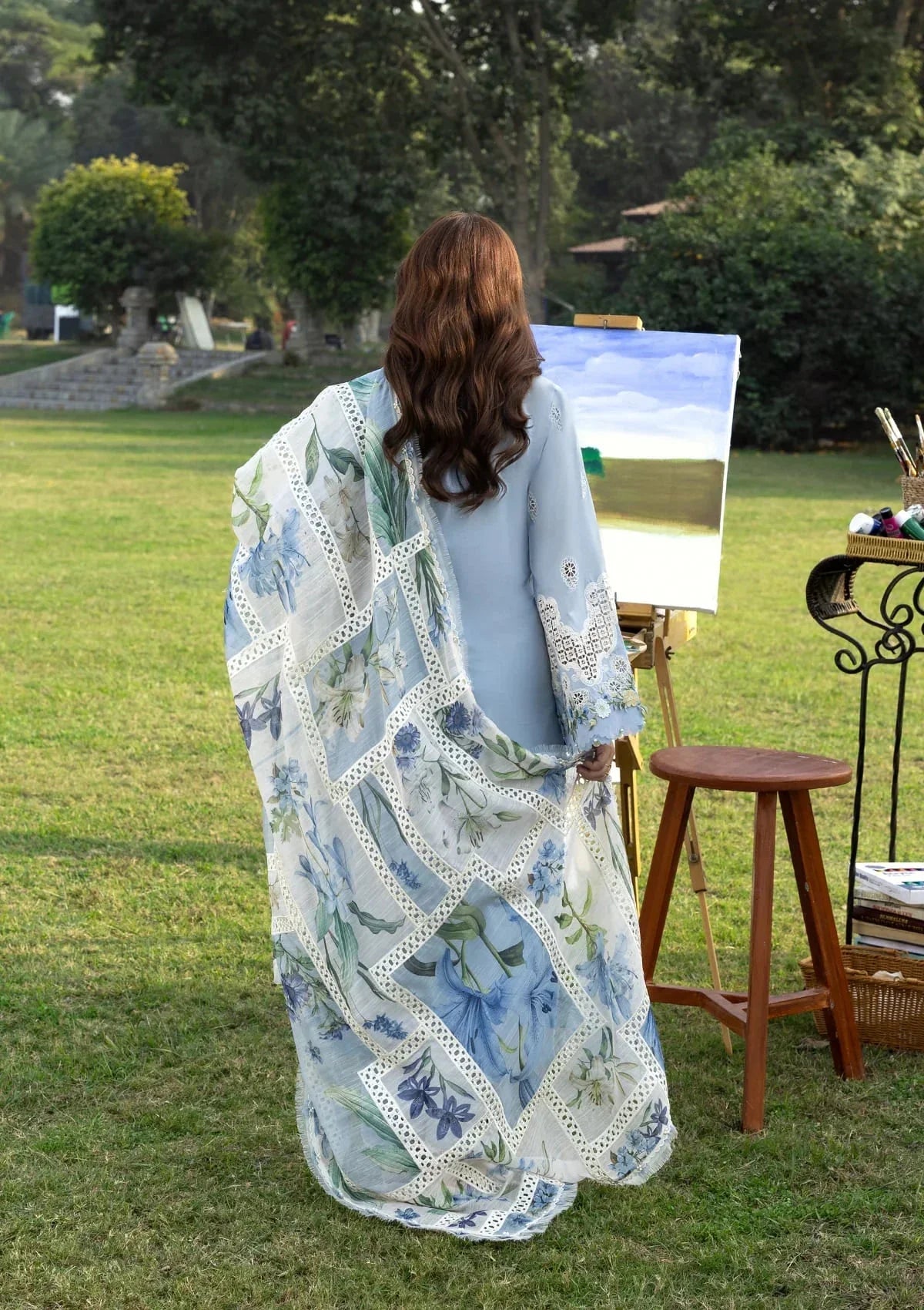 Elaf Premium Embroidered Luxury Lawn 3Pc Suit ELY-01B SERENITY