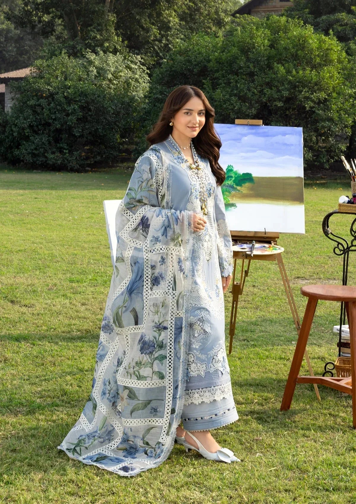 Elaf Premium Embroidered Luxury Lawn 3Pc Suit ELY-01B SERENITY