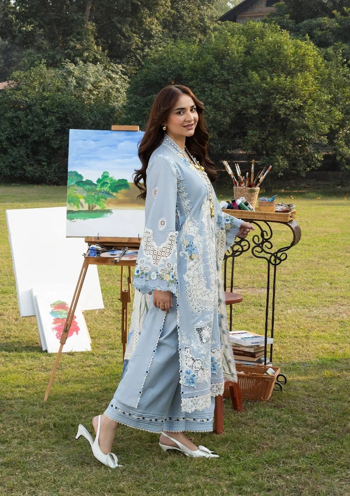 Elaf Premium Embroidered Luxury Lawn 3Pc Suit ELY-01B SERENITY