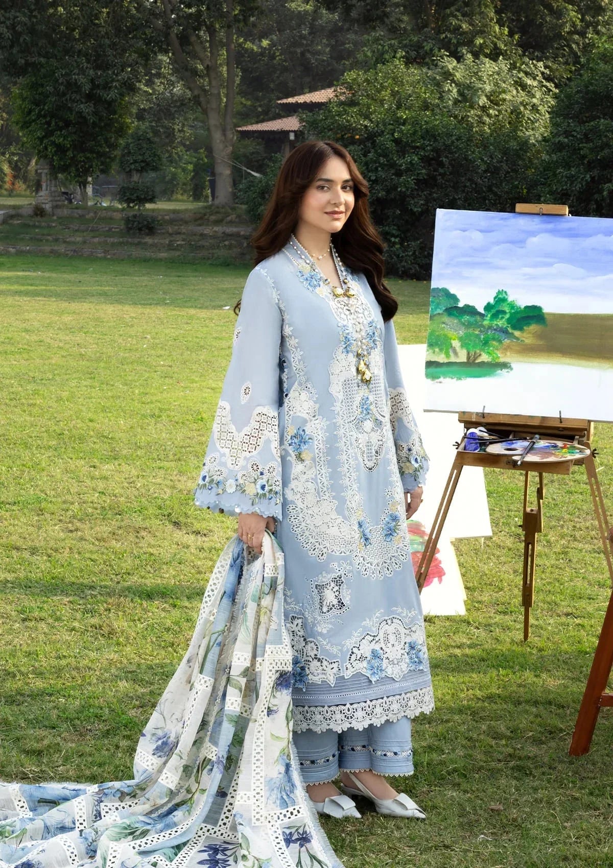 Elaf Premium Embroidered Luxury Lawn 3Pc Suit ELY-01B SERENITY