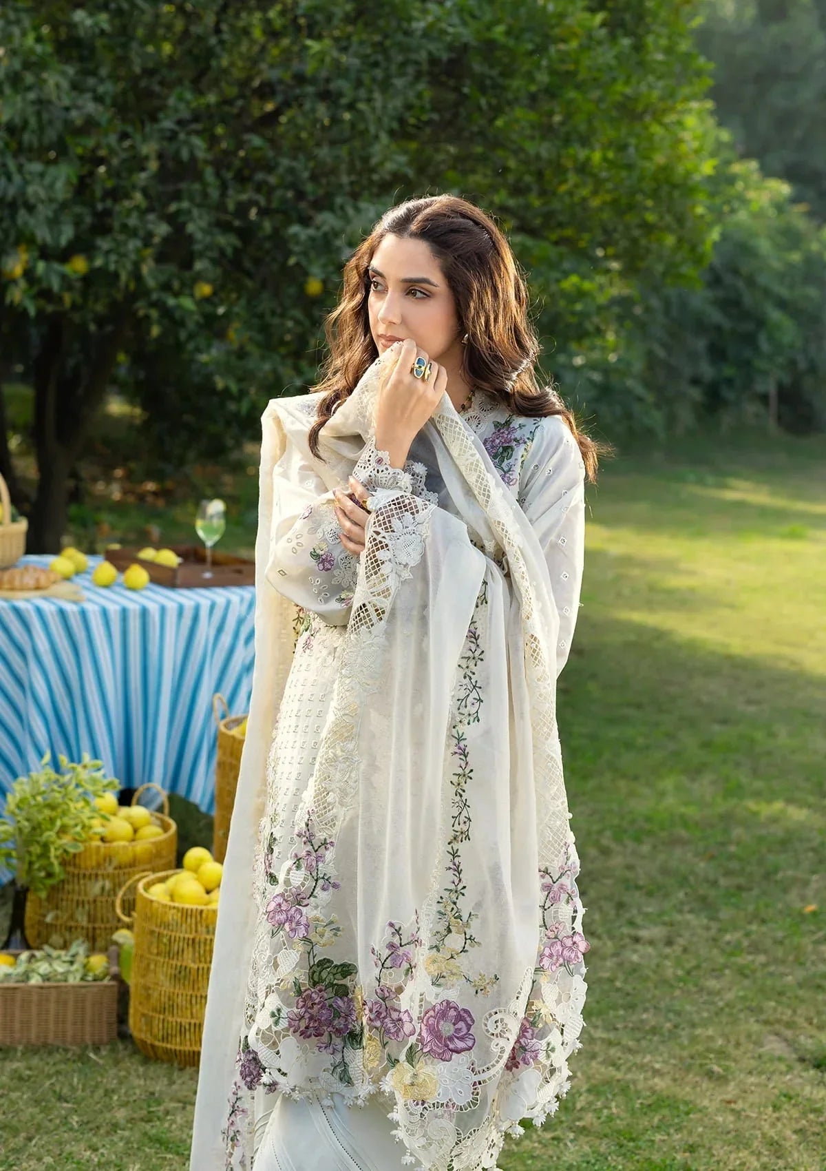 Elaf Premium Embroidered Luxury Lawn 3Pc Suit ELY-03A PERLE