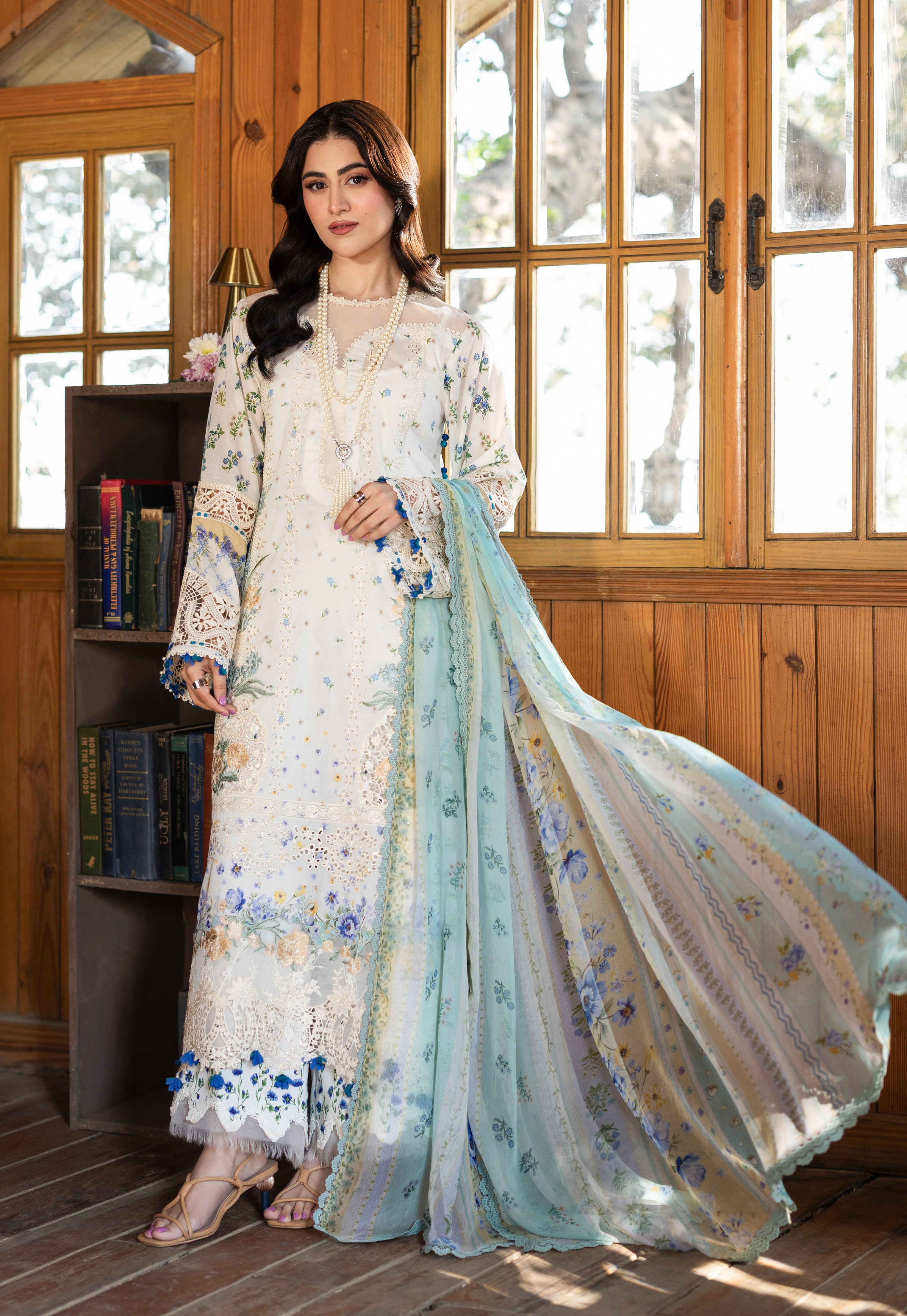 Elaf Premium Print Chikankari Lawn Unstitched 3PC Suit – ERC-1A Sahil