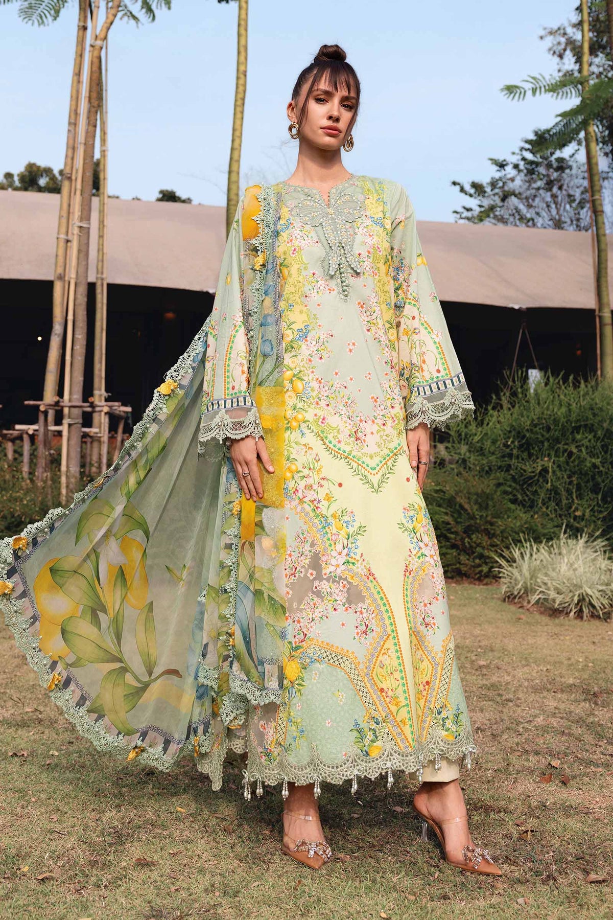 8B MPrints Printed Lawn Shirt with Printed Cambric Trouser & Printed Chiffon Dupatta