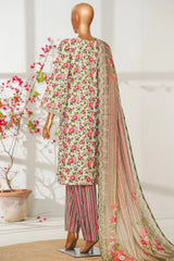 Bin Saeed Stitched 3 Piece Exclusive Emb Lawn Vol-02 Suit-NSM-2822-PISTA