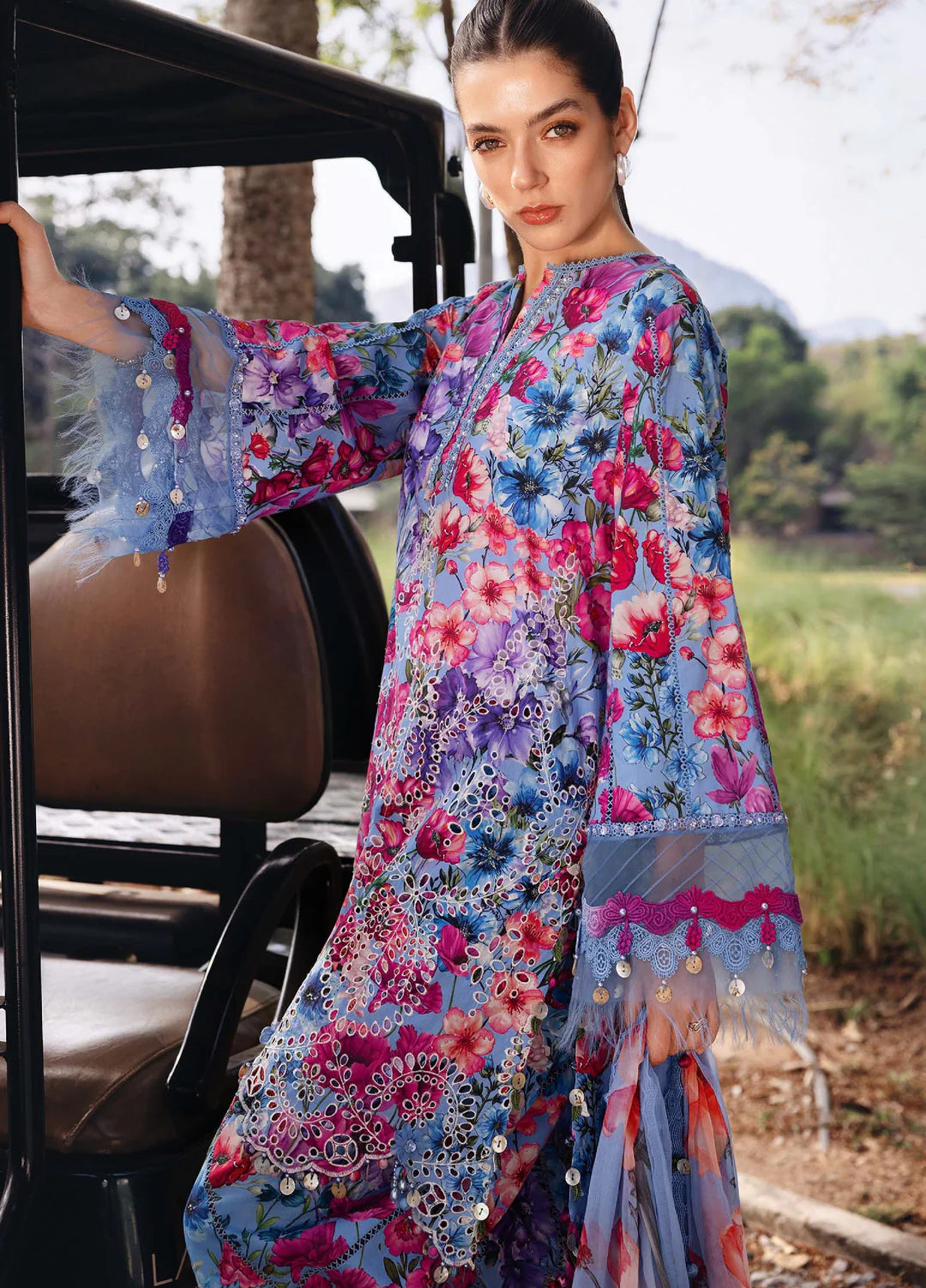 2B – Embroidered Printed Lawn Suit with Chiffon Dupatta