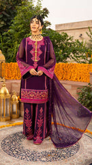Luxury Deep Purple Embroidered Designer Suit with Handcrafted Mirror Work & Dupatta