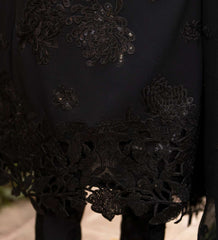 Luxury Black Embroidered Designer Suit with Elegant Sheer Dupatta