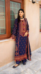 Luxury Navy Blue Embroidered Designer Suit with Handcrafted Mirror Work & Tassel Detailing