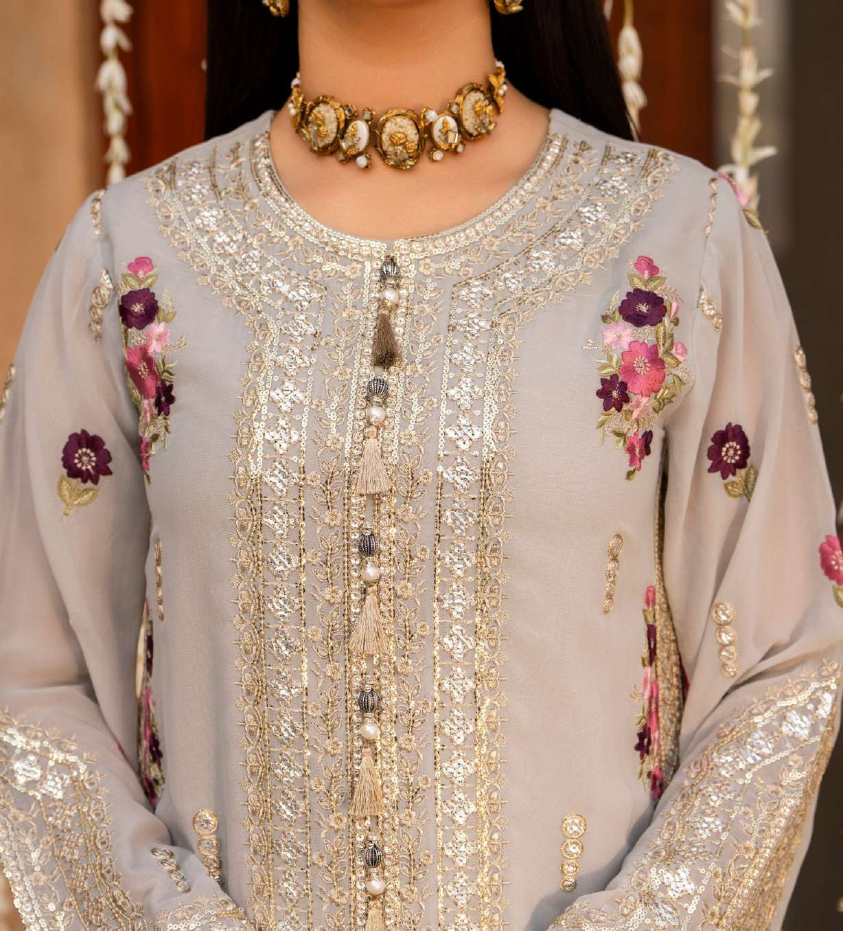 Noor Mist – Embroidered Unstitched Festive Suit with Dupatta