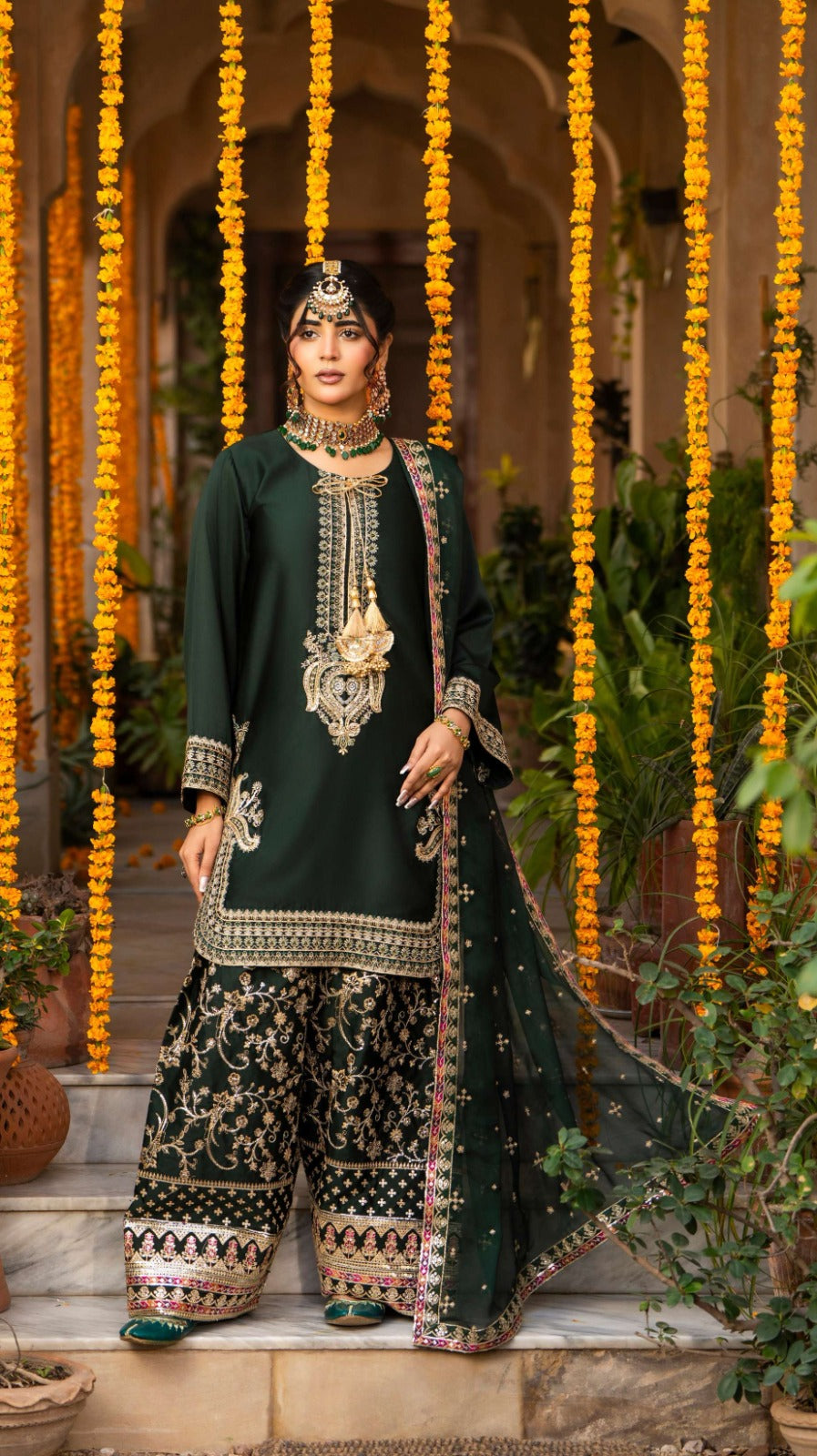 Zeenat Emerald – Embroidered Festive Suit with Dupatta