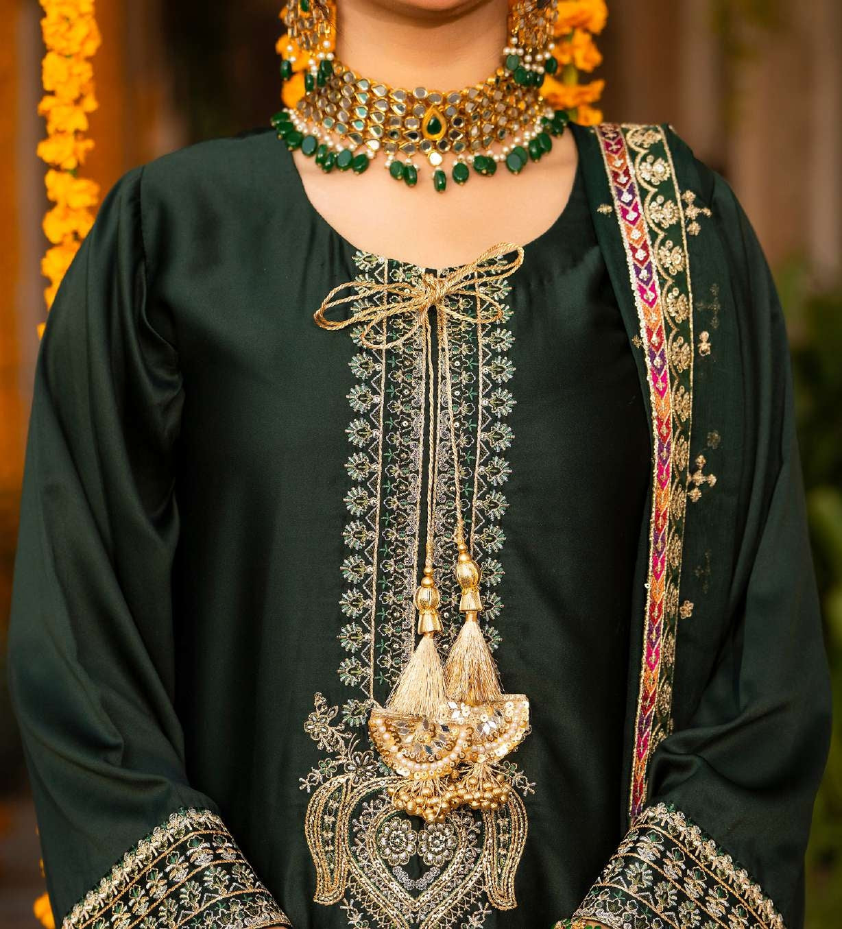 Zeenat Emerald – Embroidered Festive Suit with Dupatta