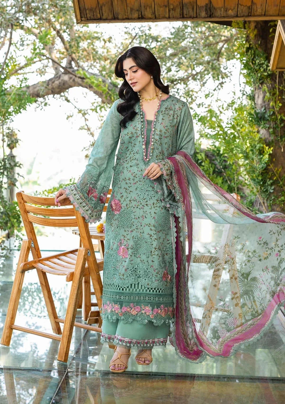 Elaf Premium Print Chikankari Lawn Unstitched 3PC Suit – ERC-4B Nayab