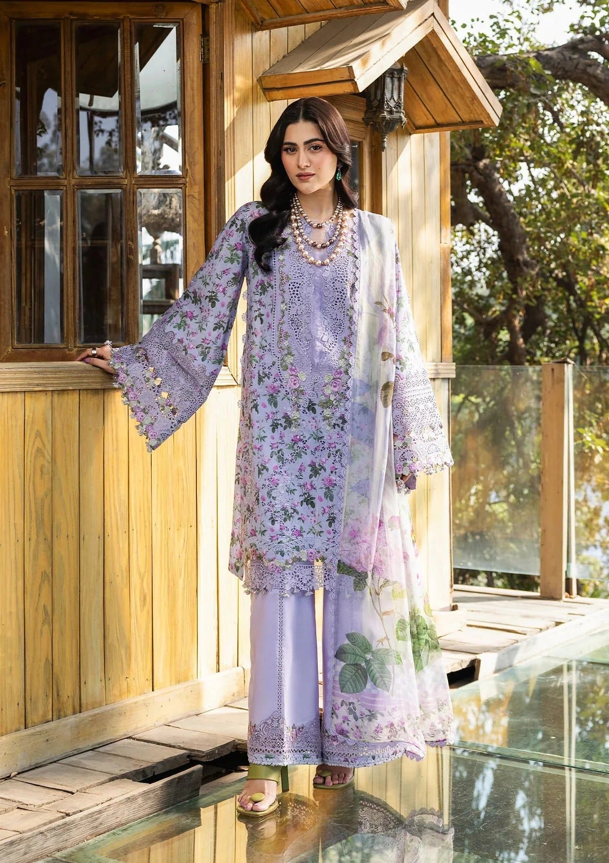 Elaf Premium Print Chikankari Lawn Unstitched 3PC Suit – ERC-6B Iris